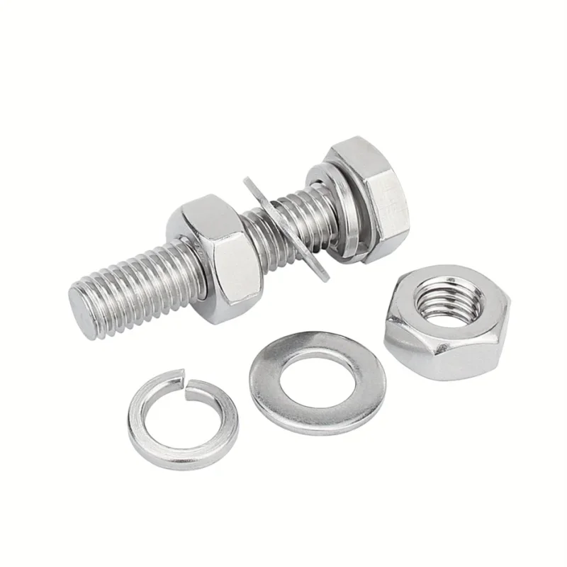 304 Edelstahl Sechskantschrauben-, Muttern- und Unterlegscheiben-Set M10 M12 M14 M16 Sechskant-Befestigungssatz – Detail 5
