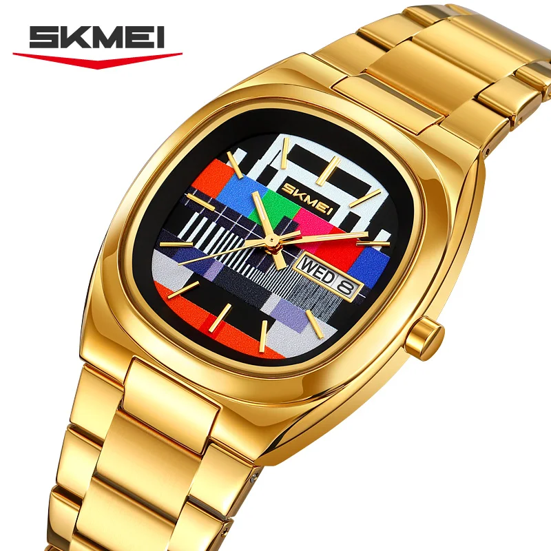 

SKMEI 9375 Retro Quartz Movement Watches Creative Waterproof Week Wristwatch For Men Women Business Sports Watch Fashion Design