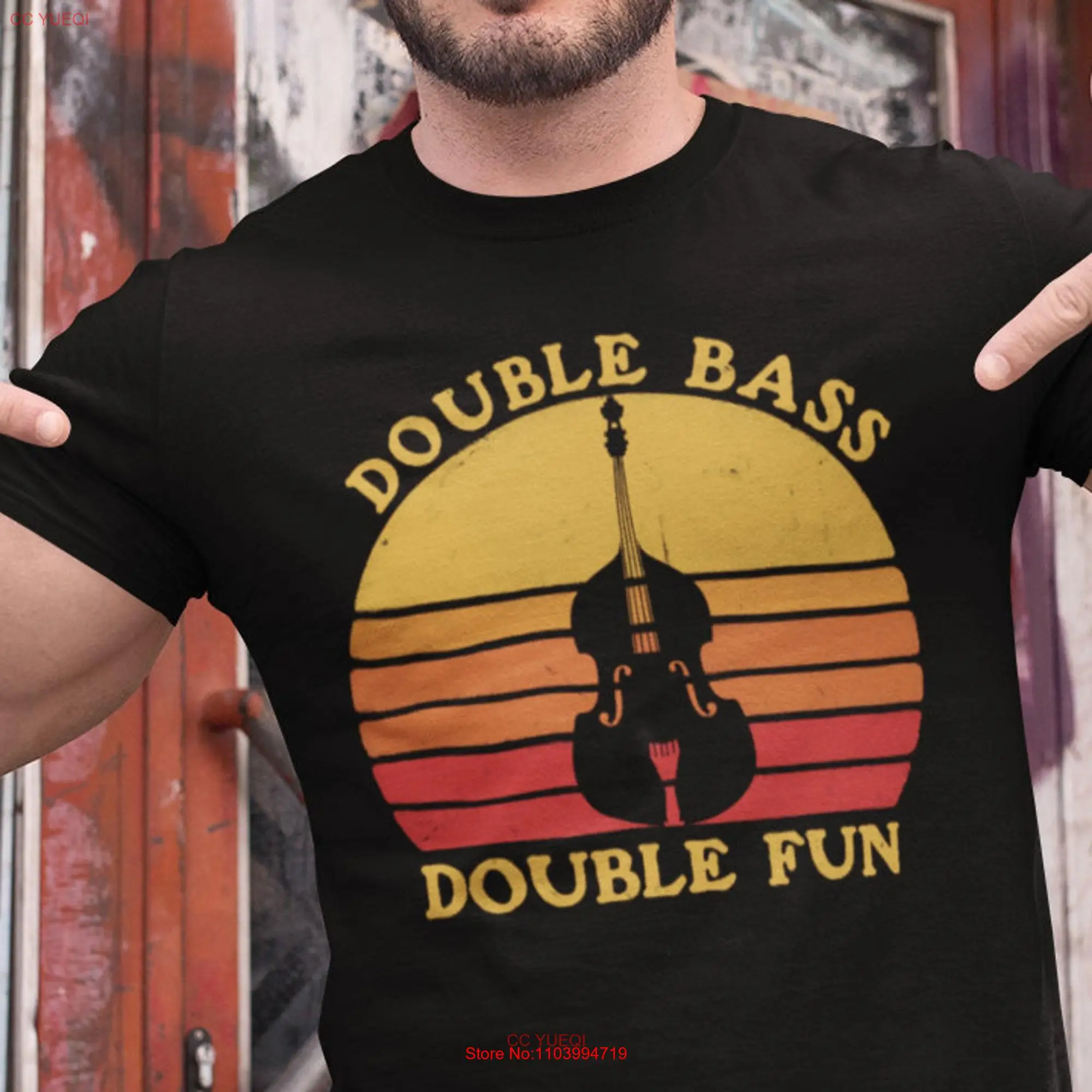 Retro Double Bass Fun T Shirt Vintage Upright s Contrabass Player long or short sleeves