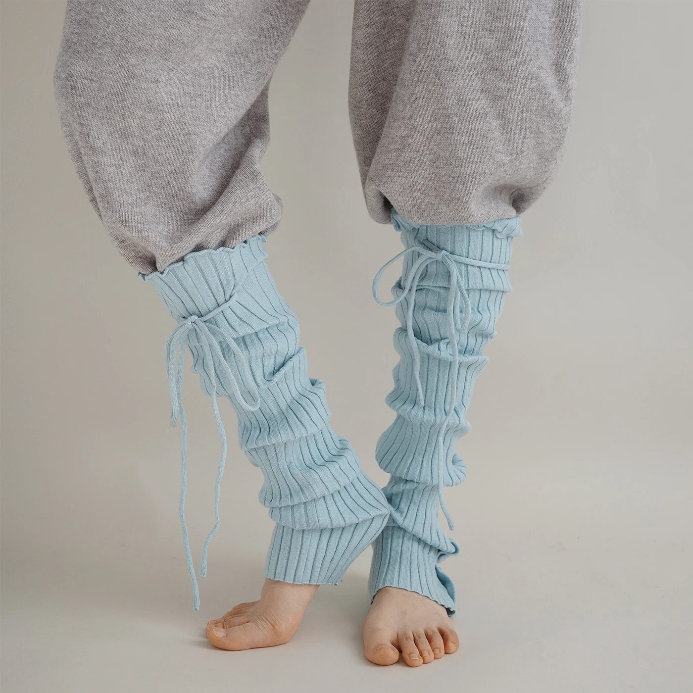 

Harajuku Style Y2K Knitting Autumn Strapping Stacking Socks Pure Colour Design Sense Buttons Stomping Lace Legwarmers