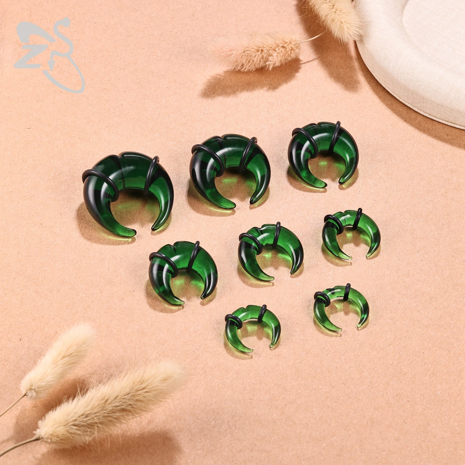 Colorful Glass Ear Plug and Tunnel Horn Shape Nose Piercing