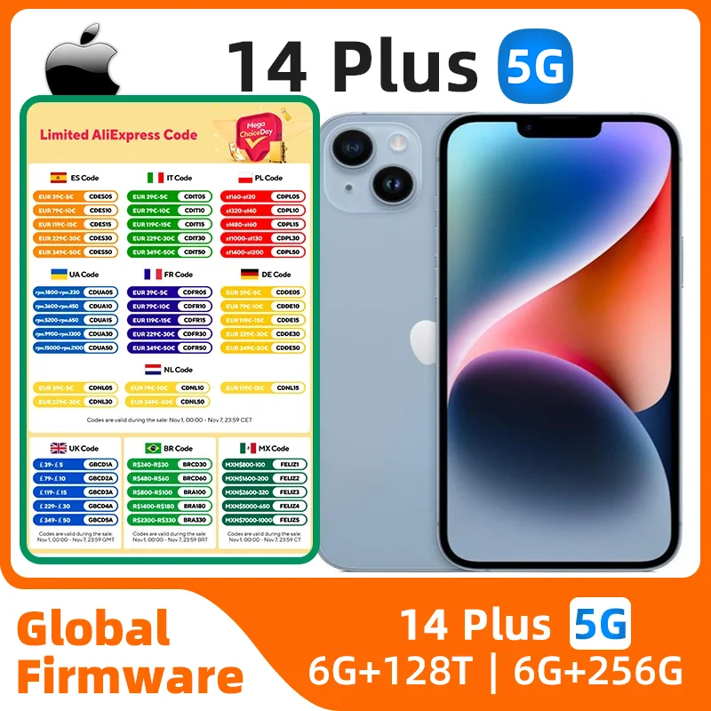 

Apple iPhone 14 Plus 5g SmartPhone Apple A15 6.7inch OLED Screen 12MP Camera 4325mAh 27W Charge IOS Original Used iPhone