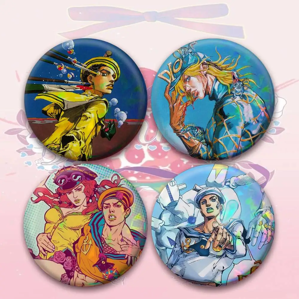 JOJO Higashikata Josuke G-Gappy Laser Badge Creative Pins Brooch for Bag Clothes Hat Decor Gifts Fans Collect