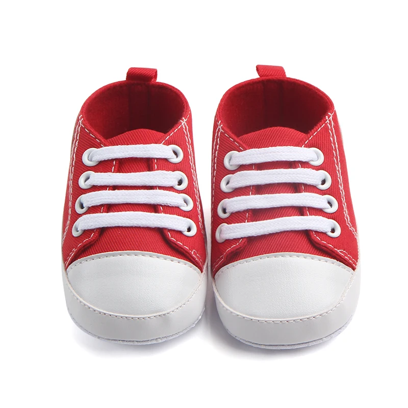 EWODOS Baby Boys Girls Canvas Shoes Red Fashion Cute Casual Soft Tie-Up High Top Sneakers Non-Slip Infant White First Walkers