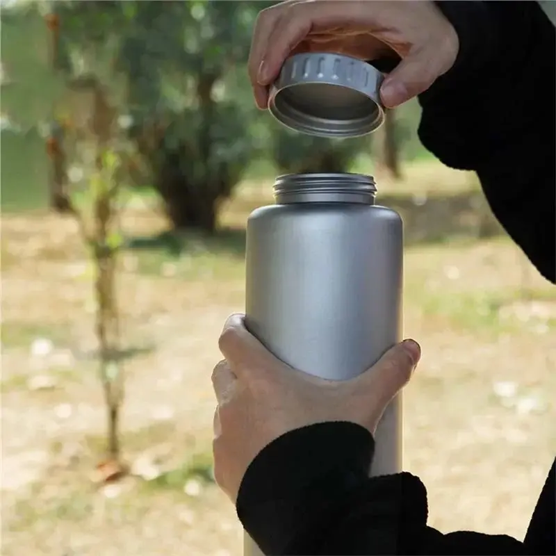 A53Q-Pure Titanium 1200Ml Water Bottle Single Wall For Coffee Tea Storage Flask Portable Outdoor Camping Travel Gear Tool