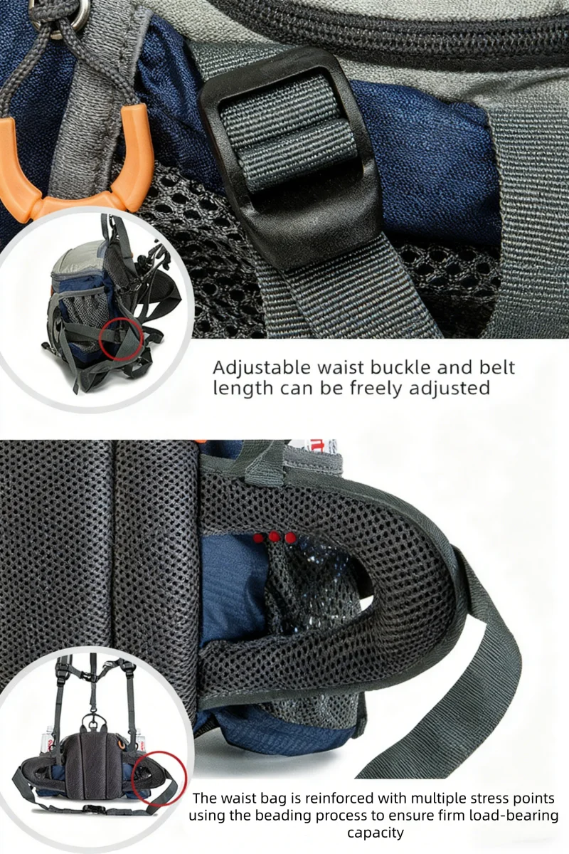 Camping Hüft- und Brusttasche Outdoor Nylon Schultertasche Crossbody Reise Fahrrad Laufen Handtaschen Klettern Herrentaschen – Detail 7