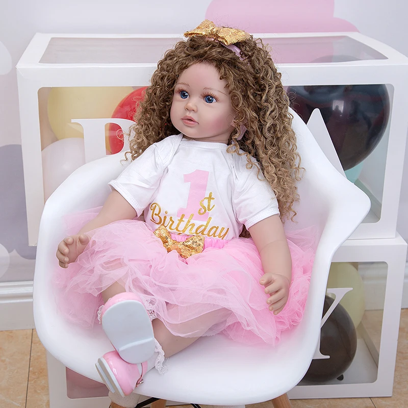 60CM Reborn Lifelike Soft Touch Popular Cute Finished with Rooted Blonde Hair High Quality Handmade Collectible Doll