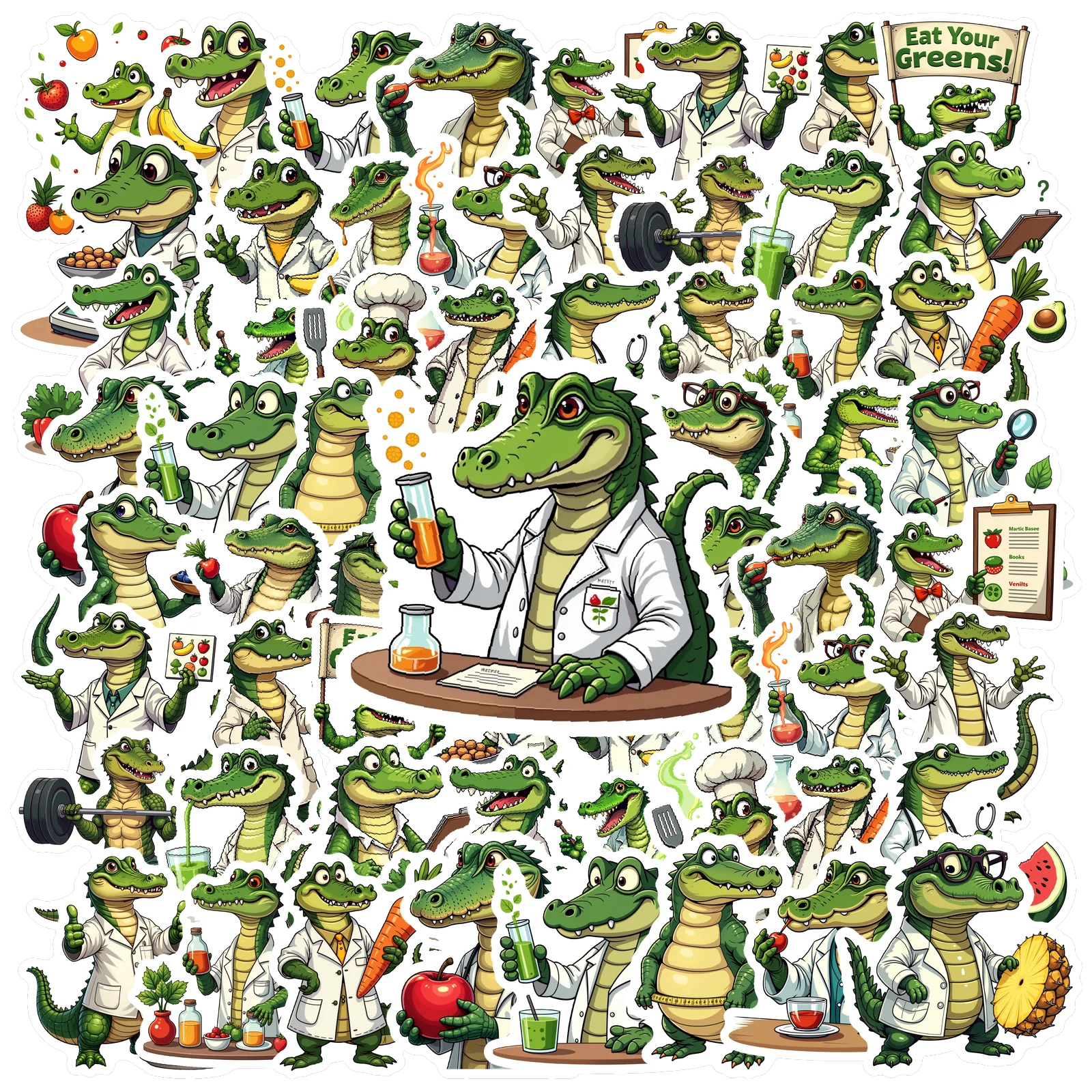 35pcs-100pcs Decals  Multicolor Scientist Stickers Fitness Stickers Cartoon Stickers for  Computers Phone Cases Stationery