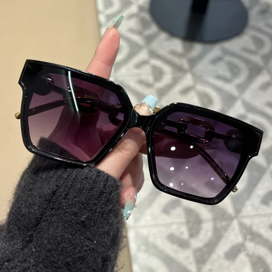 1Pc Women's Fashion Glasses New Style Square Frame Metal Hinge Personality Versatile Trendy Street Style Christmas Gift Black Fr