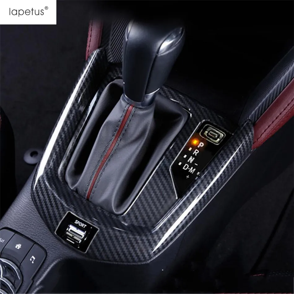 ABS Carbon Fiber Car Gear Shift Panel Frame Protector Cover Trim For Mazda 2 Demio / CX-3 CX3 2015 - 2018 Accessories Interior