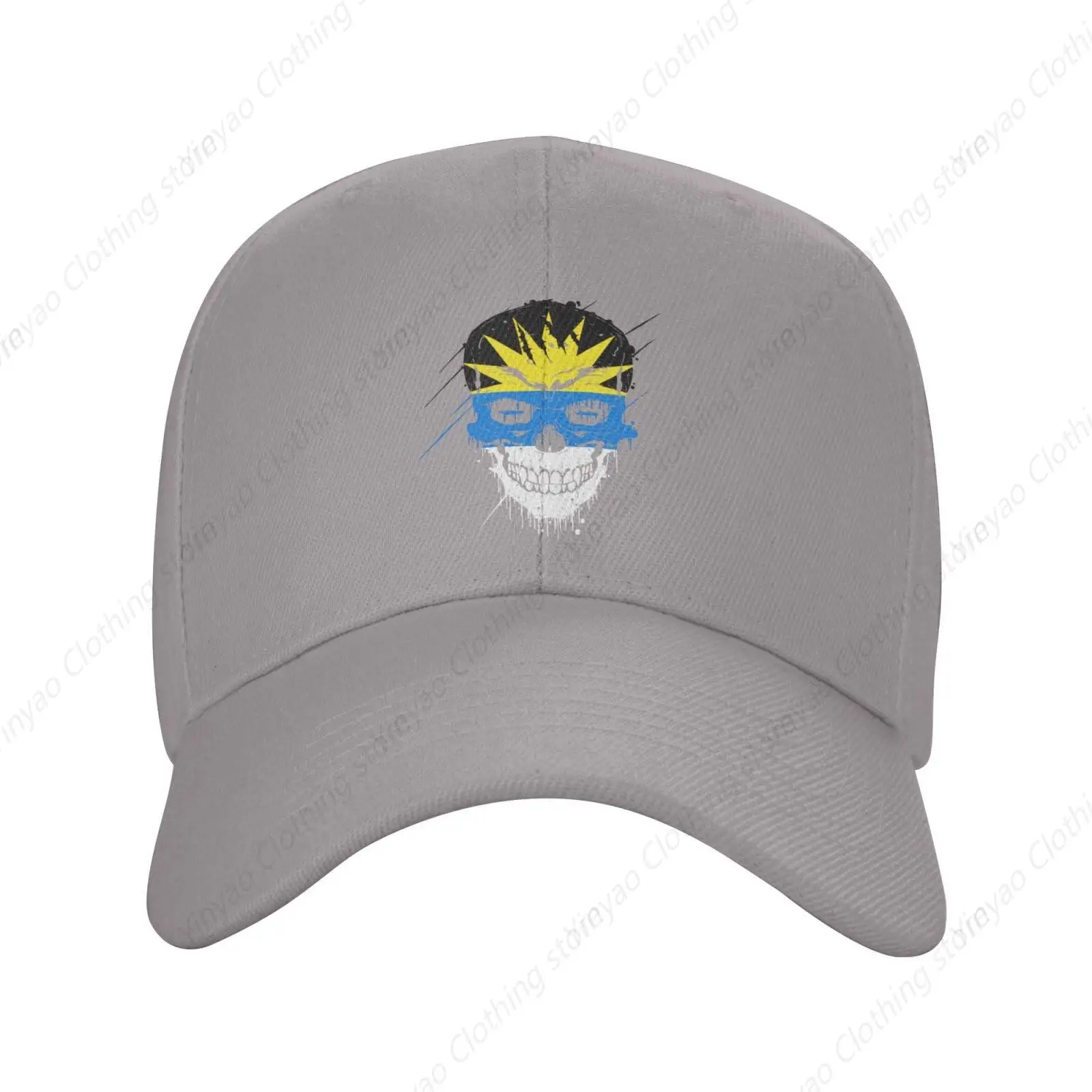 

Antigua and Barbuda Patriots Skeleton Flag Baseball Hat Outdoor Exercise Duck Tongue Hat Snap on Gift Golf Hat