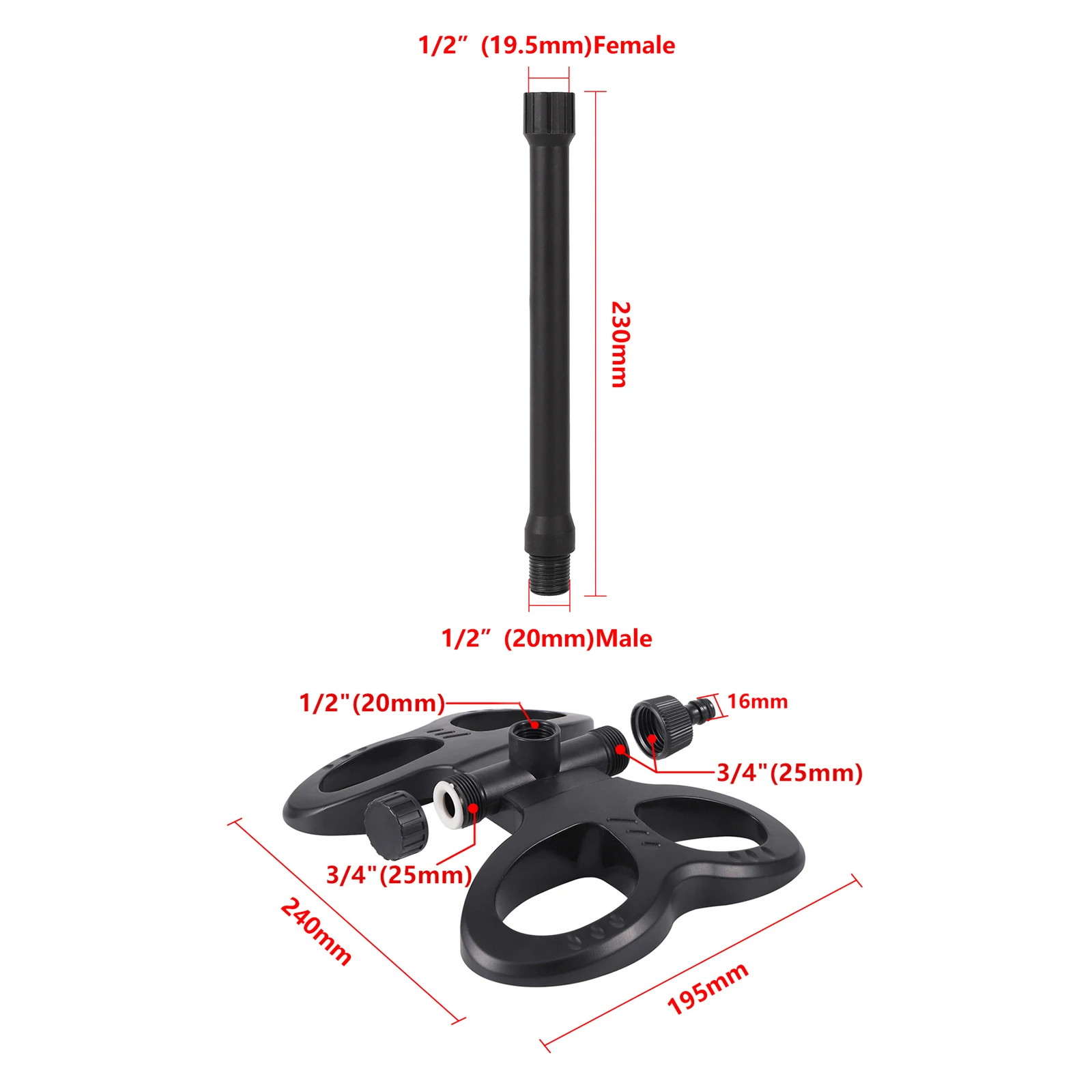 Garden Irrigation Swing Sprinkler With Extension Bracket Farm Orchard 1/2\