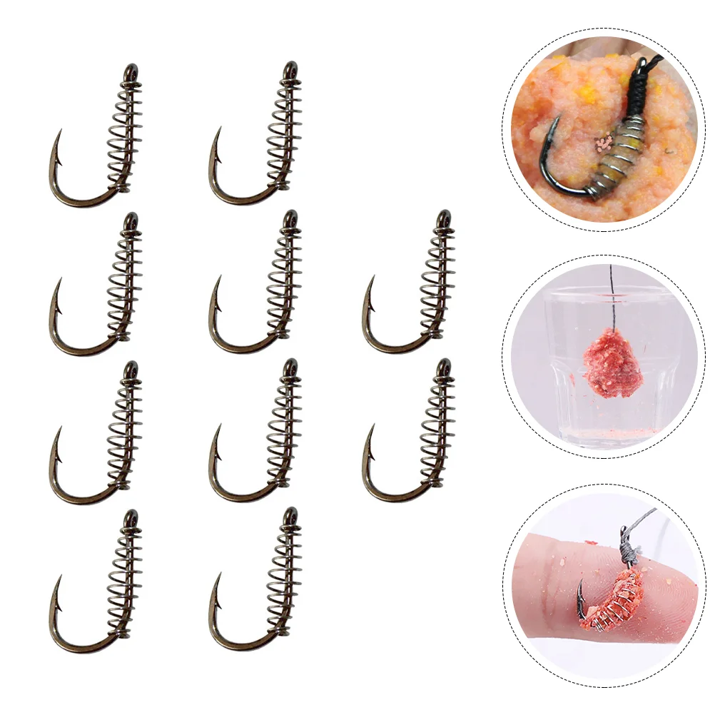 10 Pcs Spring Hook Fishing Baits Hooks Tool Tackle Professional Outside Fishhook Catfish