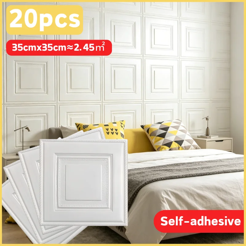 35cm*35cm 3D Selbstklebende Wandaufkleber Decken-Hintergrund Schaumstoff Raumdekoration Warme Dekoration Wasserdichte Stoßfeste Tapete