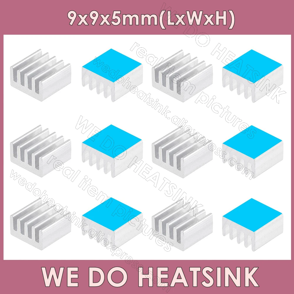 

WE DO HEATSINK 9x9x5mm Without or With Thermal Pad Silver Aluminum Extruded Heatsinks Radiator Electronics Cooler For IC MOS RAM