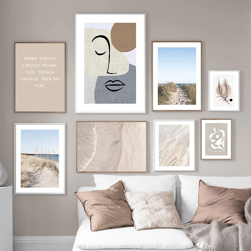 

Abstract Natural Landscape Poster Canvas Poster Wall Art, Minimalist Modern Living Room Bedroom Room Home Decoration, Frameless