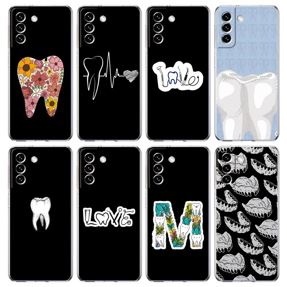 Phone Case For Samsung Galaxy S24 Plus S23 FE S22 S21 S20 Ultra 5G S10 S10E S9 S8 Cover Dentist Dental Dent Tooth Cute Teeth