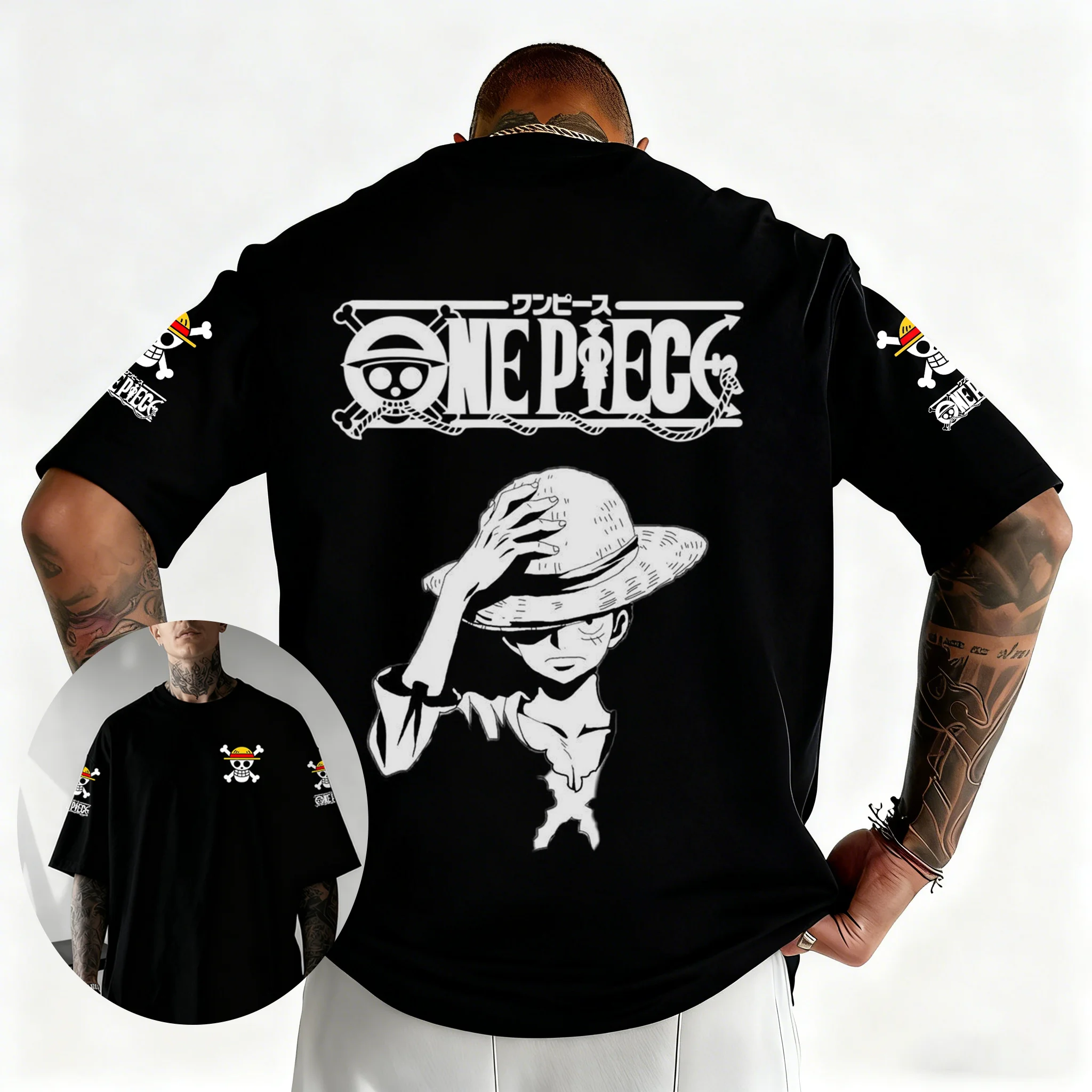 

One Piece Men's T-Shirt Monkey D. Luffy Japanese Anime Summer Y2k Boy Children's Short Sleeve High Quality Parent-Child Wear Top