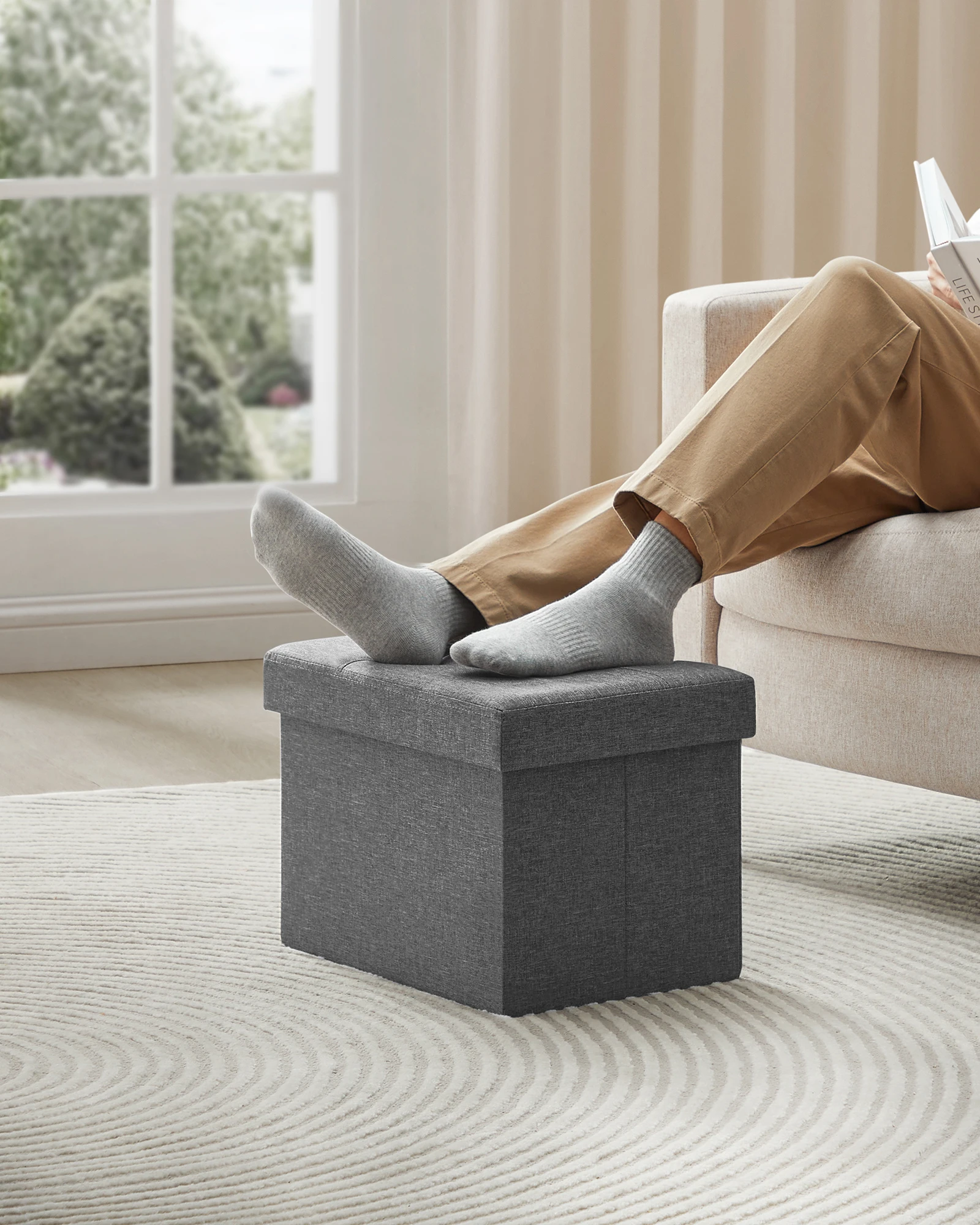 SONGMICS seat stool (1 st), with storage space foldable stool seat dice 30x30x30cm