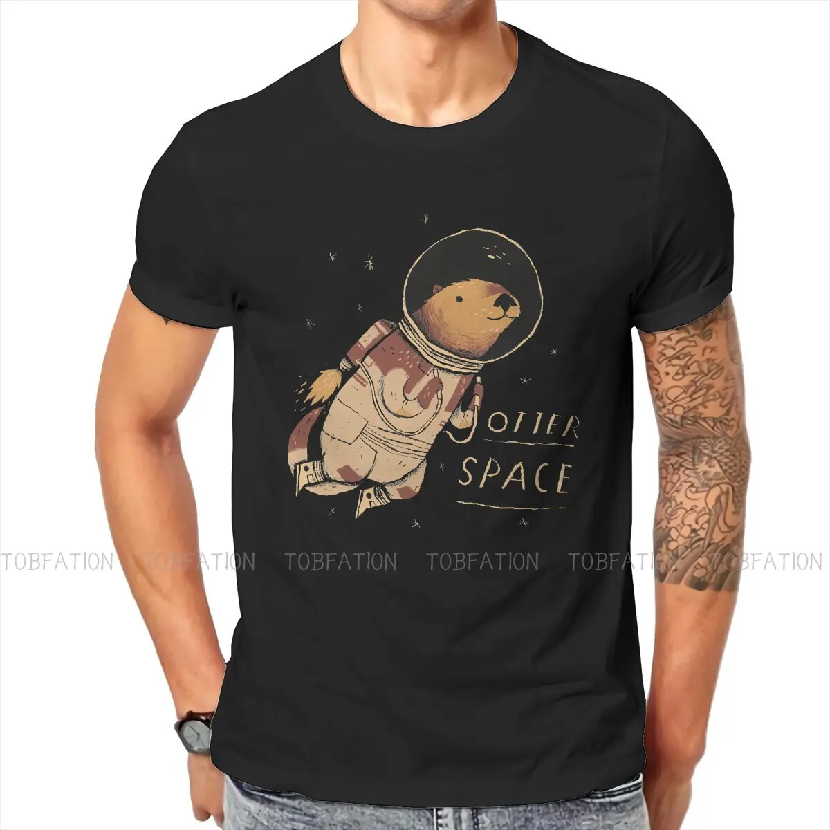 Otter Space Round Collar TShirt Meme Design Pure Cotton Original T Shirt Men Tops Individuality Hot Sale