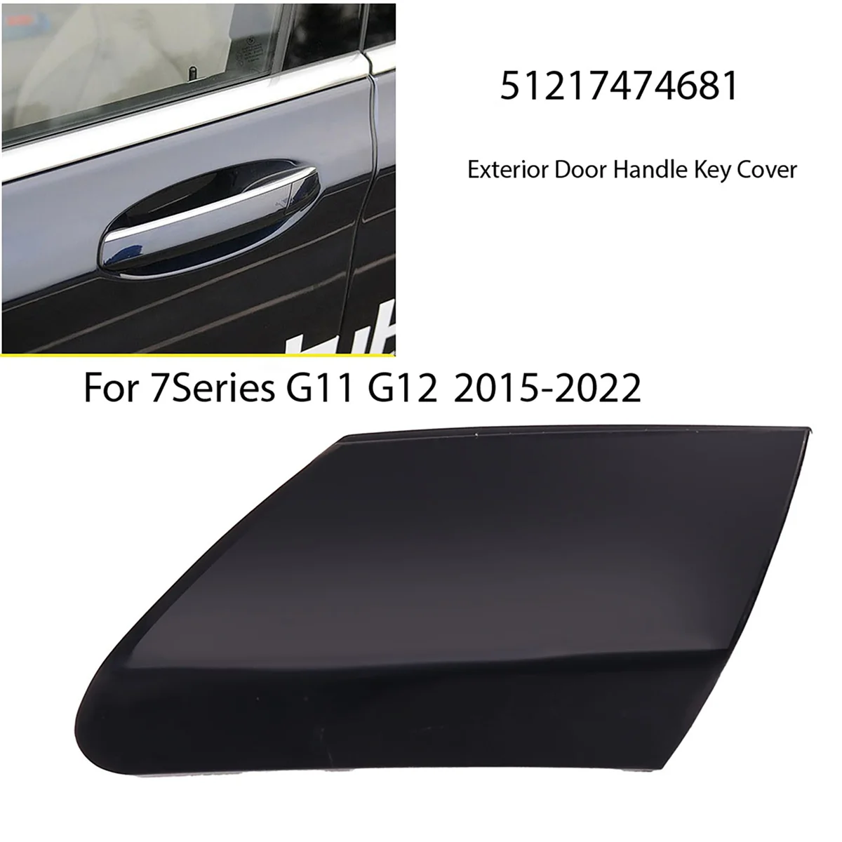 51217474681 Outside Door Handle Lock Access Cover Exterior Door Handle Key Cover for BMW 7 Series G11 G12 2015-2022