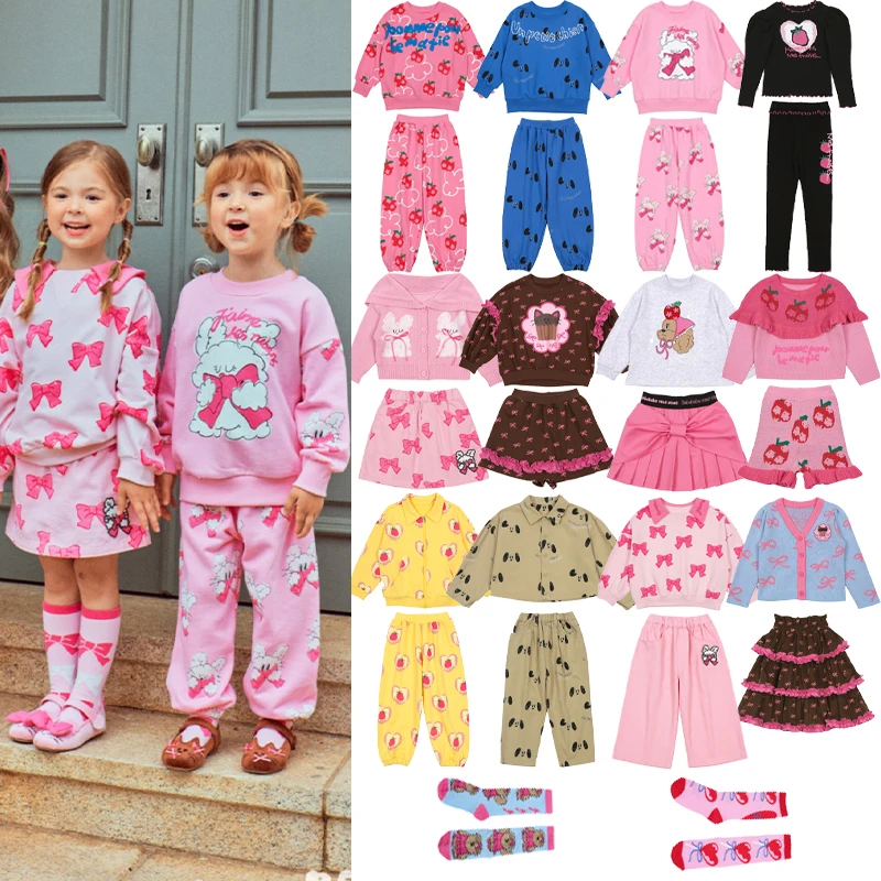 

2025 New Autumn Winter Children's Clothing Set Girl Printed Long Sleeved T-shirt Short Skirt Set Boy Casual Hoodie Sports Pants