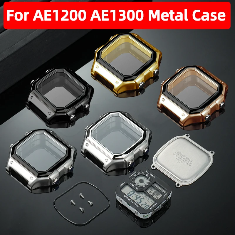 

Premium 304 Steel Case Bezel AE1200 Conversion Metal shell Mod Kit Glass Seal Ring for Casio AE-1200WH Watch upgrade Accessories