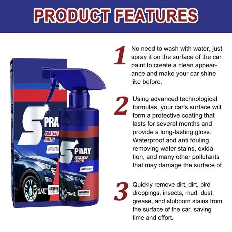 RAYHONG Quick-acting Coating Spray Car Nano-ceramic Coating Agent Car Scratch Repair Glass Hydrophobic Coating Care 120ml