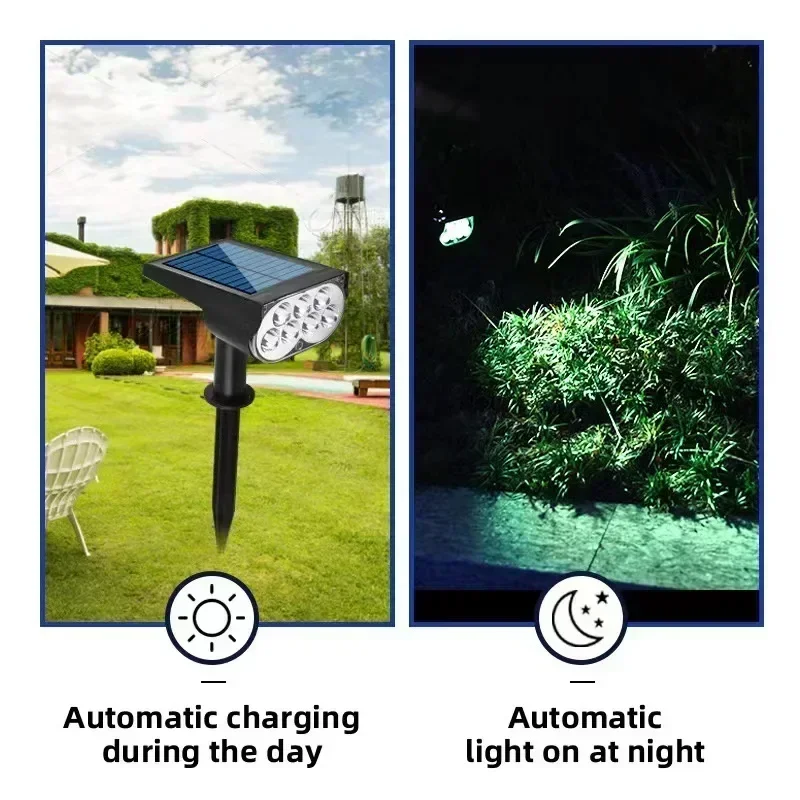 Imagem -04 - Solar Powered Garden Spotlight Lâmpada Ajustável no Chão Ip65 Impermeável Luz de Parede de Paisagem Iluminação Exterior 7led