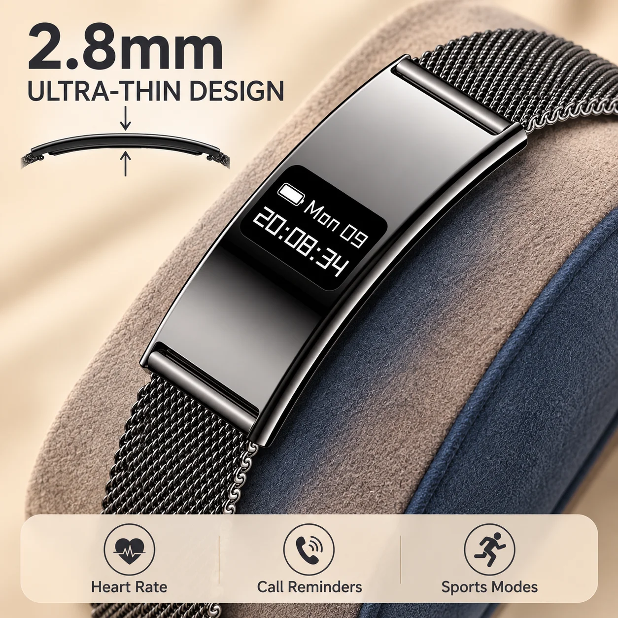 New Ultra-thin Sports Step Count Smart Bracelet Men Health Monitoring Fitness Smart Watch Heart Rate Sleep Monitoring Smart Band
