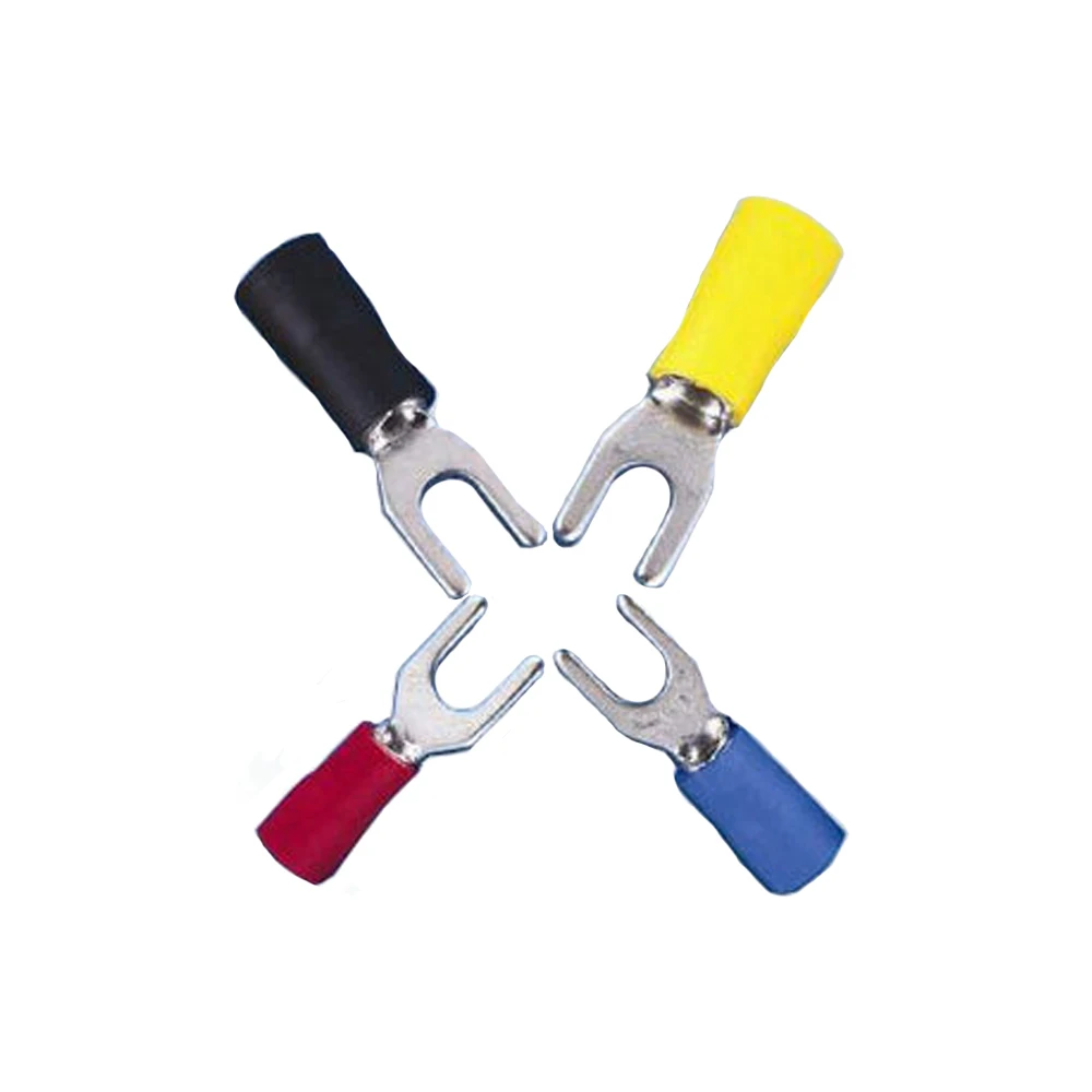 

100PCS/LOT aislamiento terminal red copper SV14-6-8 cold pressing end head fork-shaped insulated end head u-shaped end head