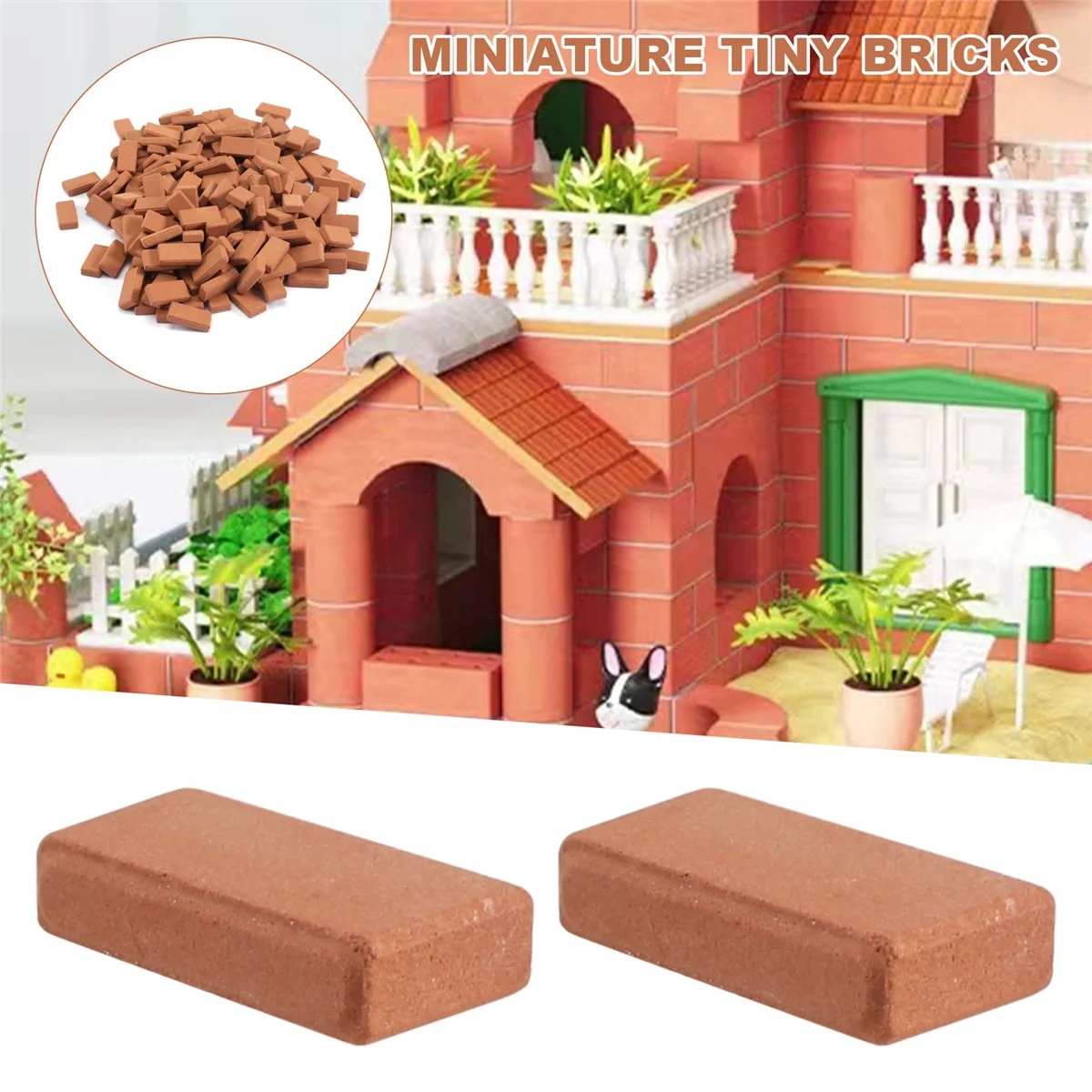 200 peças mini tijolos para paisagismo tijolos em miniatura parede de tijolos pequenos para casa de bonecas peças de jardim, escala 1/35