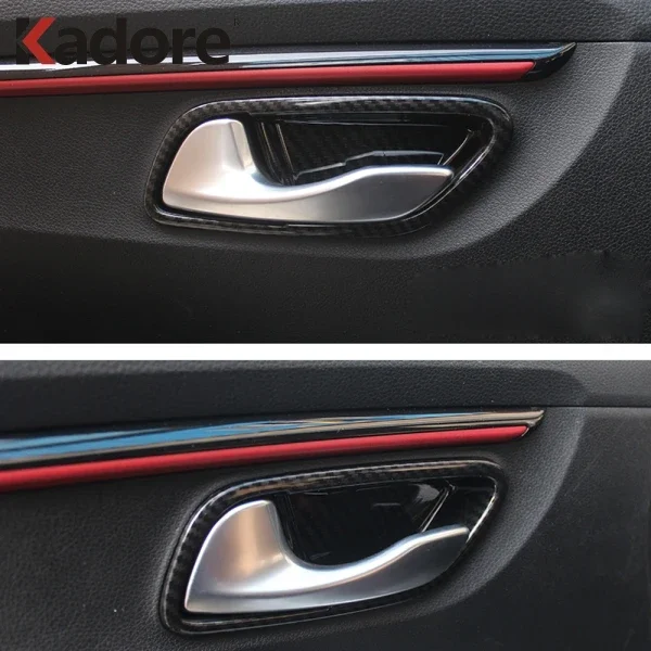 For Kia Rio 4 X-line 2018 2019 Carbon Fiber Interior Door Handle Cover Trims Protection Sticker Accessories Car Styling