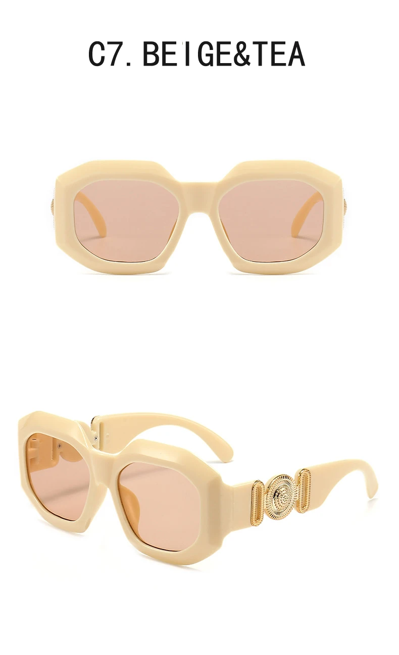 Luxus Marke Designer Vintage Übergroßen Quadratischen Sonnenbrille Frauen Männer Klassische Großen Rahmen Männliche Sonnenbrille Für Weibliche UV400 – Detail 15