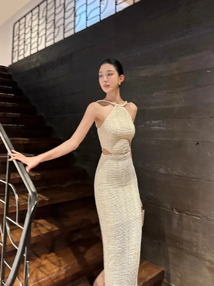 

Женское модное летнее вечернее платье-бодикон с вырезами, высокой талией и бретельками, для дня рождения, свадьбы, вечеринки, Лето 2025