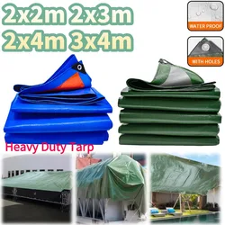 Tarp 2×3m 2x4m 3×4m Waterproof Green Silver Rain Cover Tarpaulin Canopy Awning Uv Block Car Awning Camping Fishing Sunshade