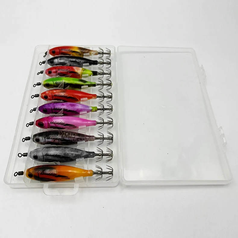 ShareShark 10 Stück/Box 5,6g Leuchtende Horizontale Garnelen-Tintenfischhaken-Köder-Set Geeignet für Meeresangeln auf Tintenfische und Oktopus – Detail 7