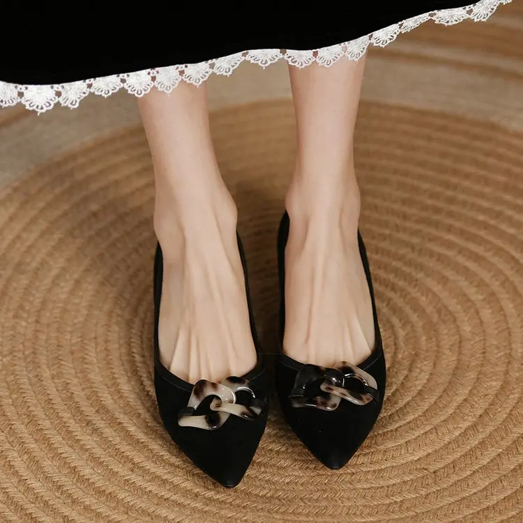 2022 Spring Leopard Print Sexy Pointed Pin Buckle Flat Mother Shoes Flat Heel Comfortable Loafers