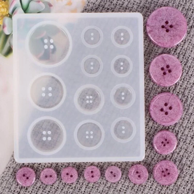 Button Mold with Hole Molds Non-stick Art Decoration Cake Baking Tools DIY Silicone mold Resin Button