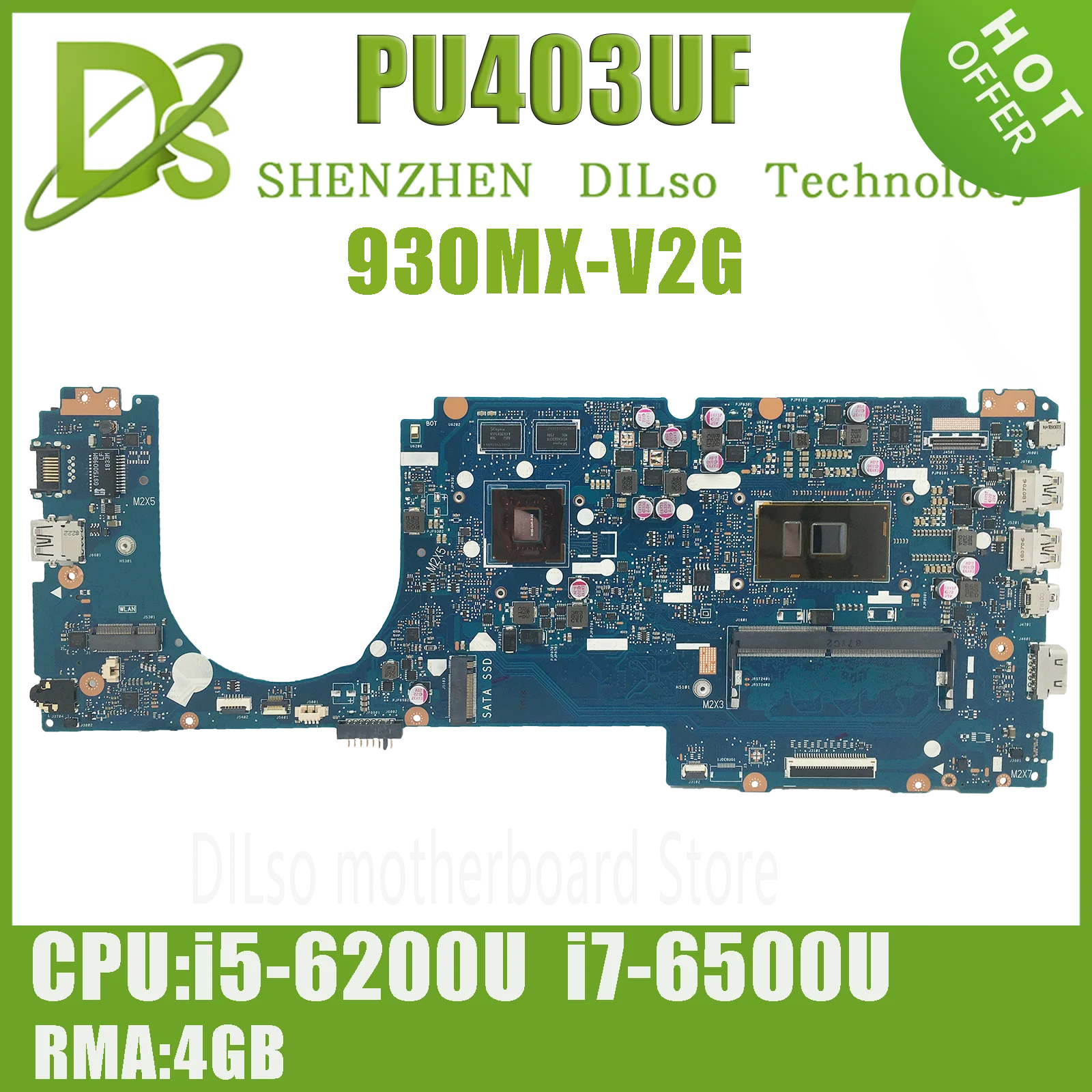 

PU403UF Laptop Motherboard For ASUS PU403 PU403U PU403UA Mainboard 930MX i3 i5 i7-6th GEN CPU 4G-RAM 100% Working Test