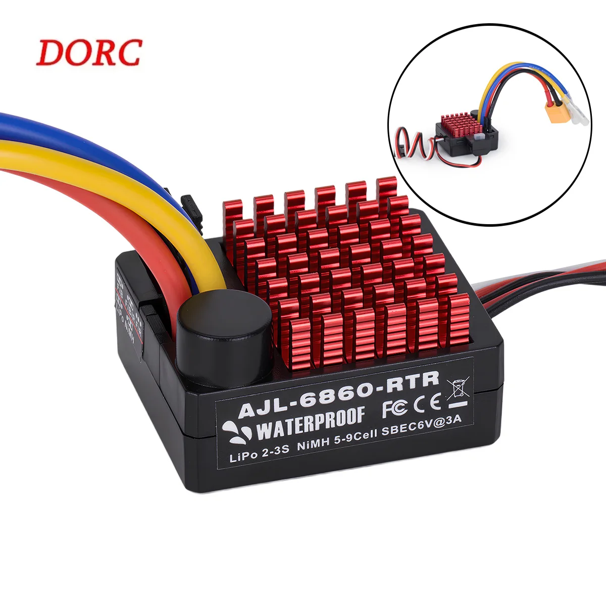 Wasserdichter elektronischer 60A-Geschwindigkeitsregler für 1/10 RC – Bürstenmotor-ESC, passend für SCX10 TRX4 CC01 TF2 D90 MST CFX Truck