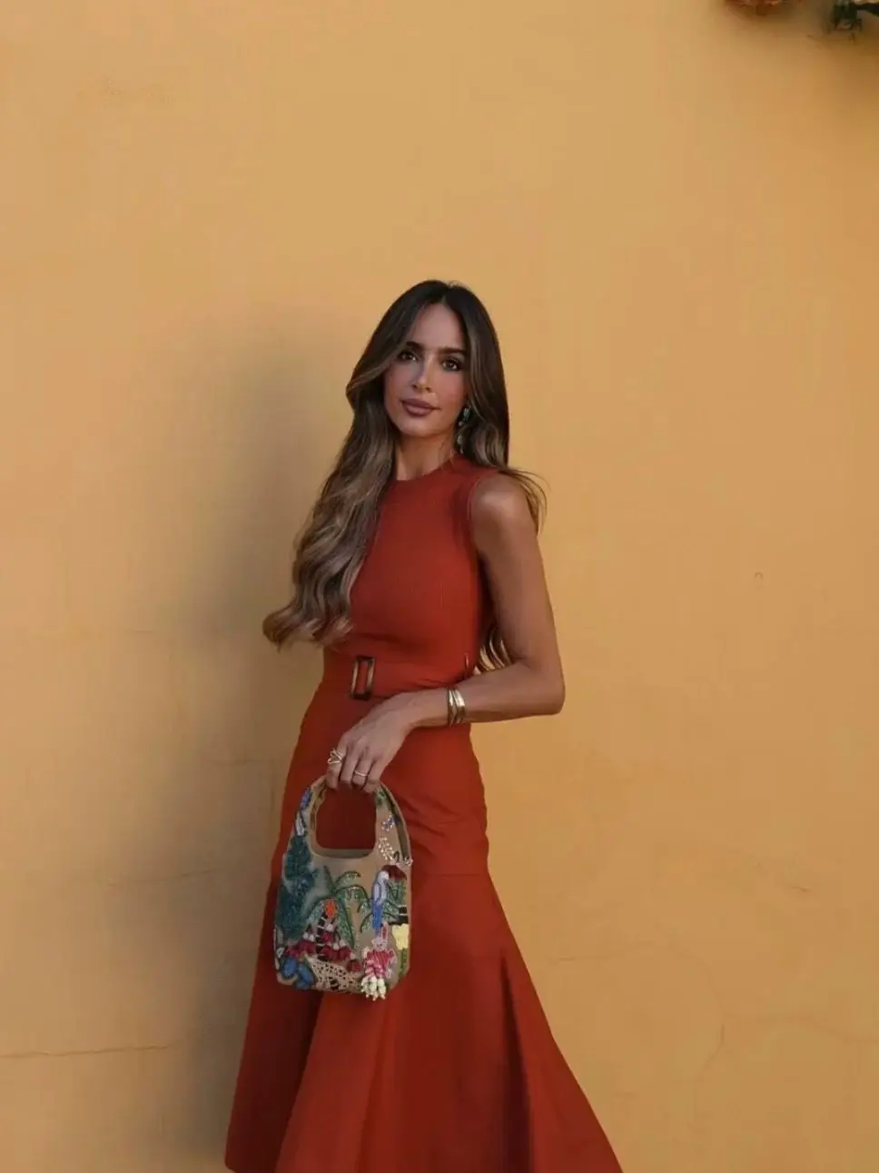 

YENKYE Elegant Women With Belt Knit Patchwork Tank Dress Sleeveless O Neck Female A-line Midi Autumn Dresses Vestidos