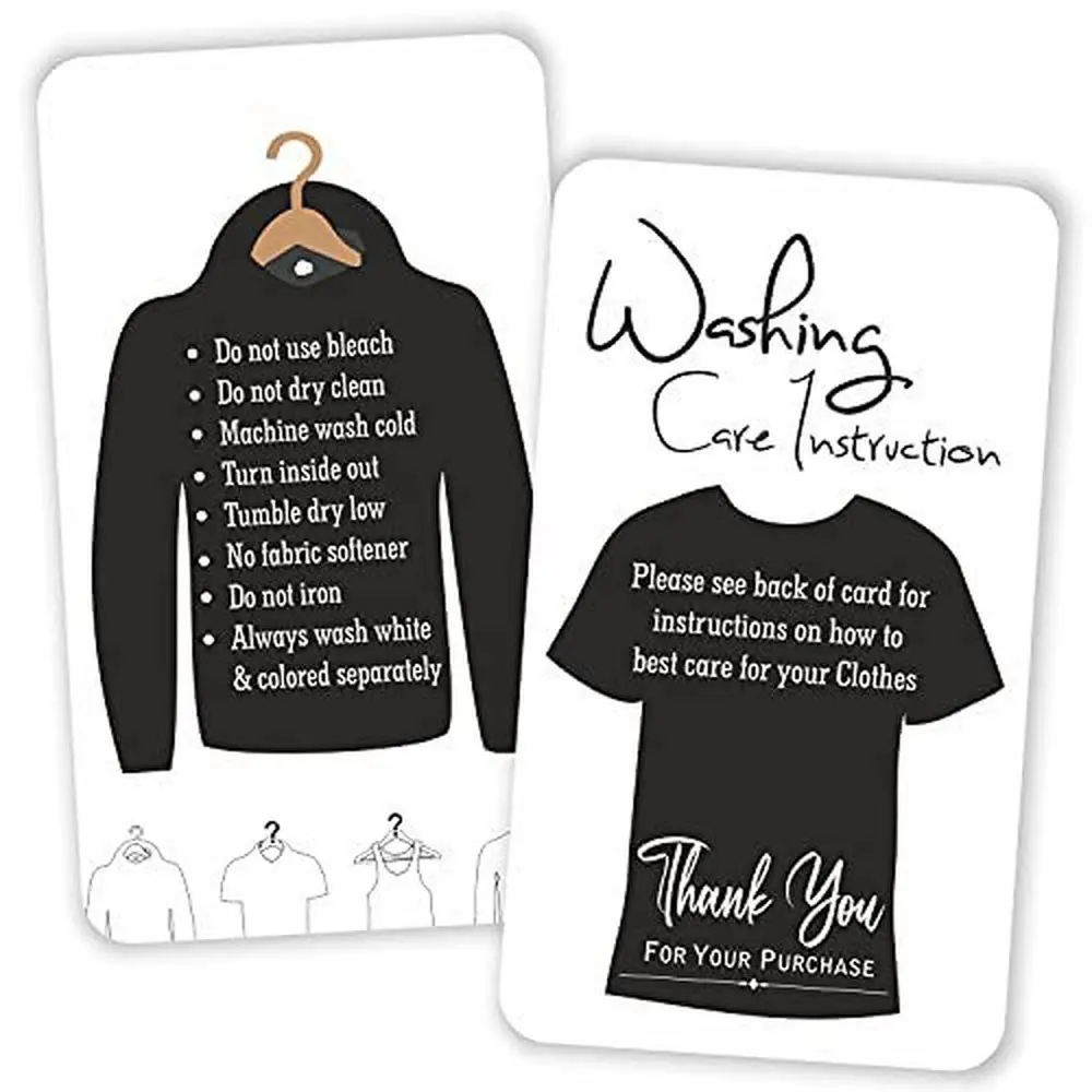 50Pcs  Care Cards T-Shirt Shape Washing Instructions Cards - Care instruction