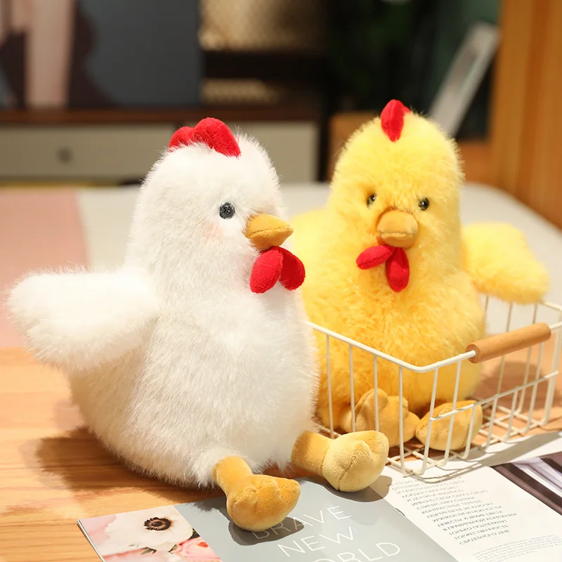 ZU 30/45cm Fluffy Chicken Plush Toys Cute Farmyard Animal White Yellow Chicken Plushies Dolls Girl Boy Gift Home Decor