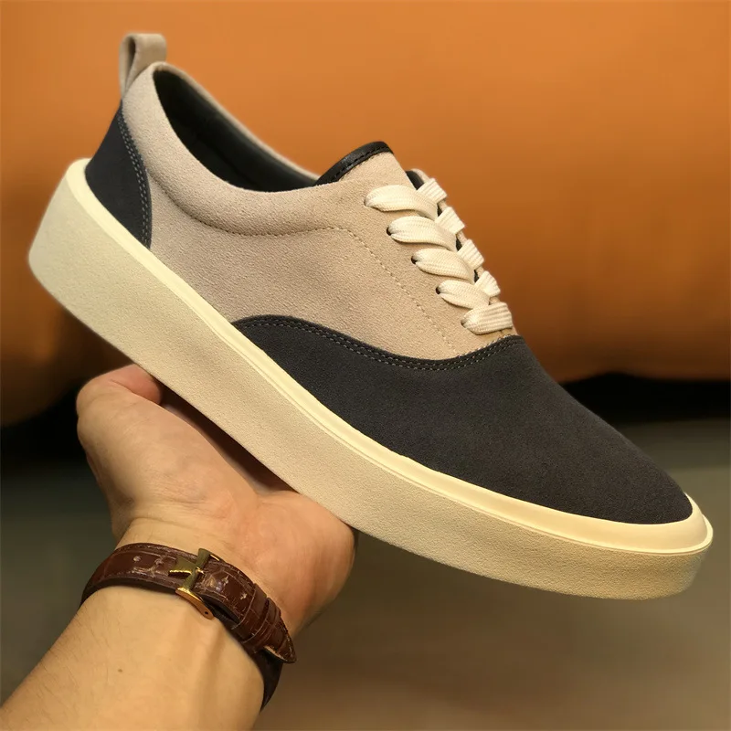 

Мужские кроссовки YETTIES в европейском и корейском стиле, замшевые кожаные туфли на шнуровке с цветовыми блоками и мягкой подошвой, модные и универсальные