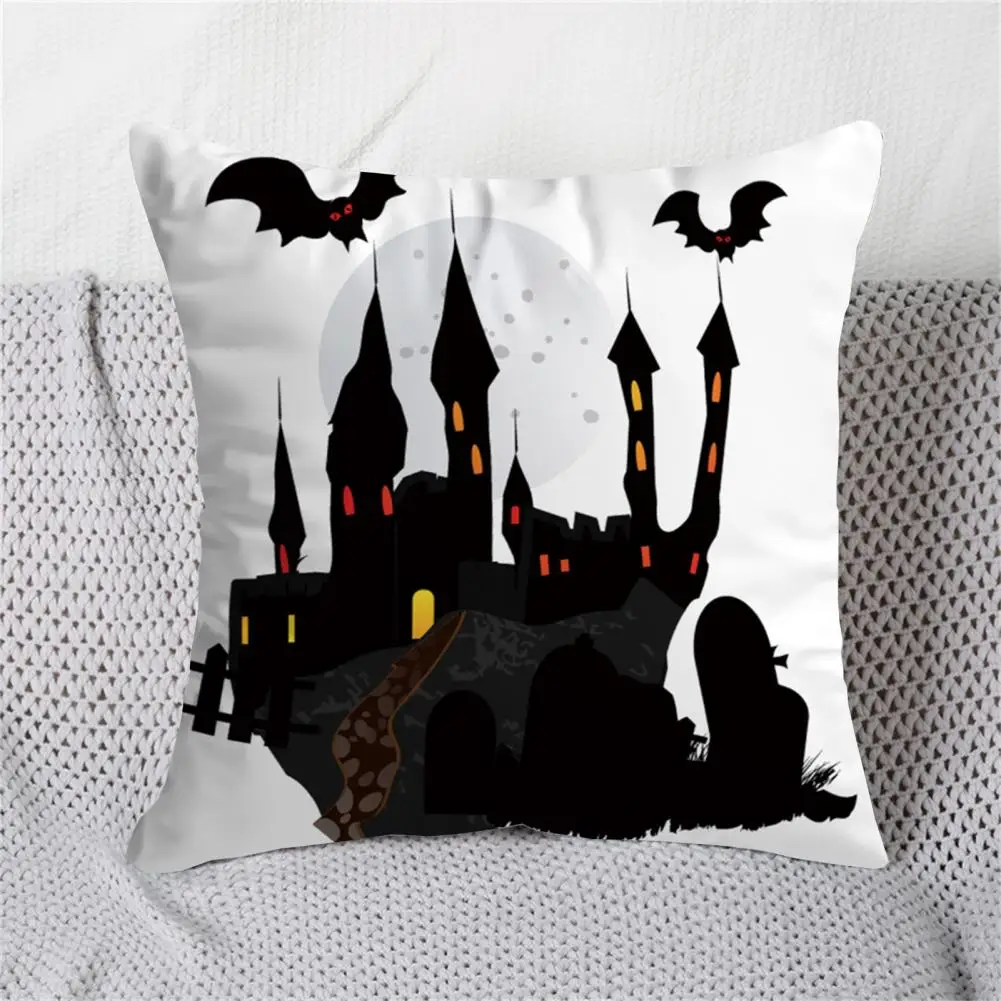 Pillowcase Spooky Halloween Pillow Covers Pumpkin Bat Ghost Patterns for Festive Home Party Decoration Ornaments Gifts Skeleton