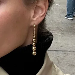 Gradual ball sphere long earrings for women extra statemen earrings minimalist simple elegant winter jewelry new in