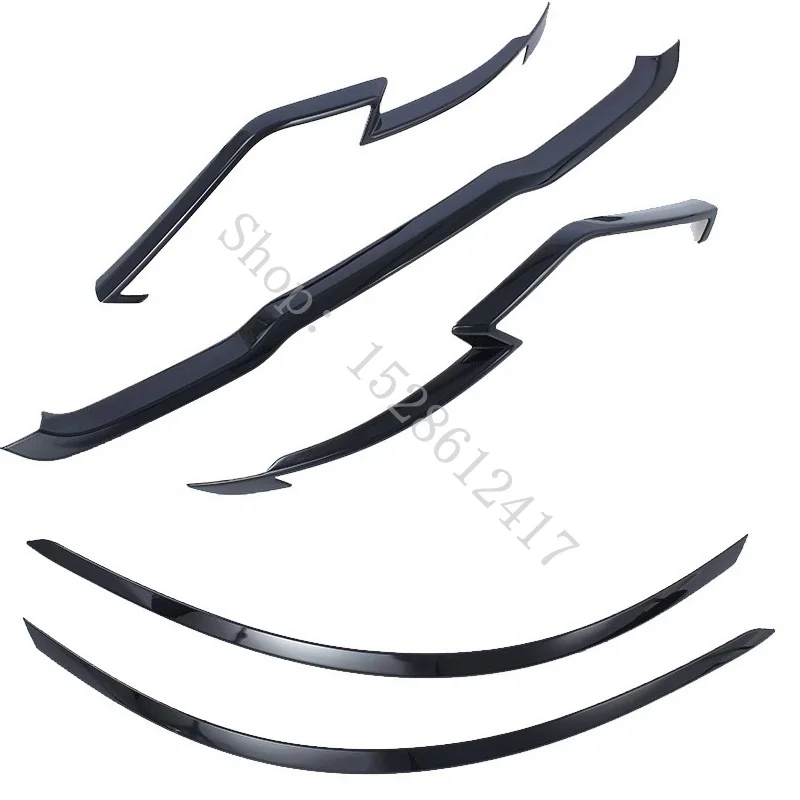 

For Kia Carnival Sedona KA4 2020~2024 Accessories Bright Black Headlight Eyebrow Trim Cover Front Grille Grill Strips Exterior
