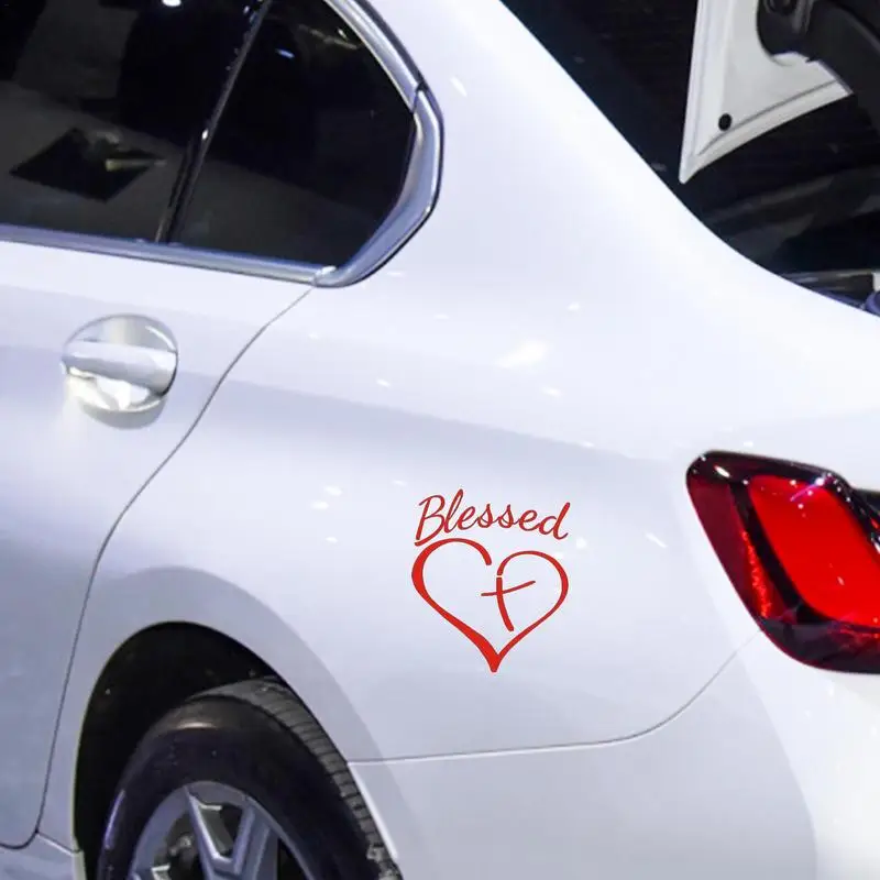 Blessed Love Heart Decal Christian Decal Sticker Love Heart Car Decal Stickers Elaborate Cross Heart Stickers Hollow Decoration