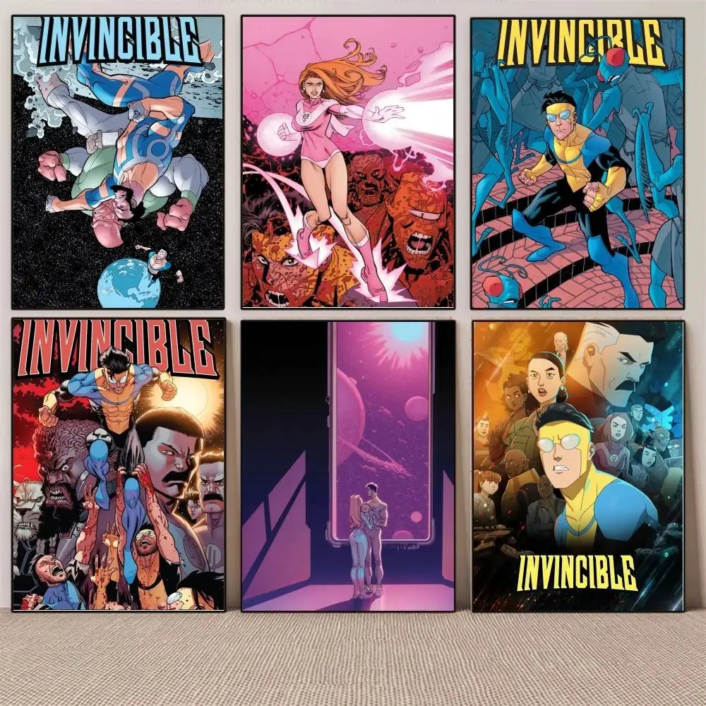 1PC Invincible Season 2 Atom Eve Classic Vintage poster Self-adhesive Art Waterproof Paper Sticker Coffee House Room Wall Decor